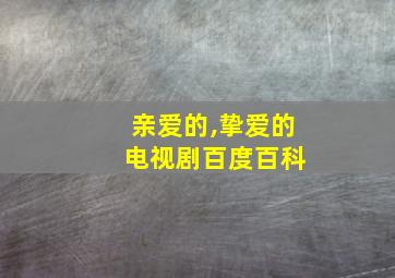 亲爱的,挚爱的 电视剧百度百科